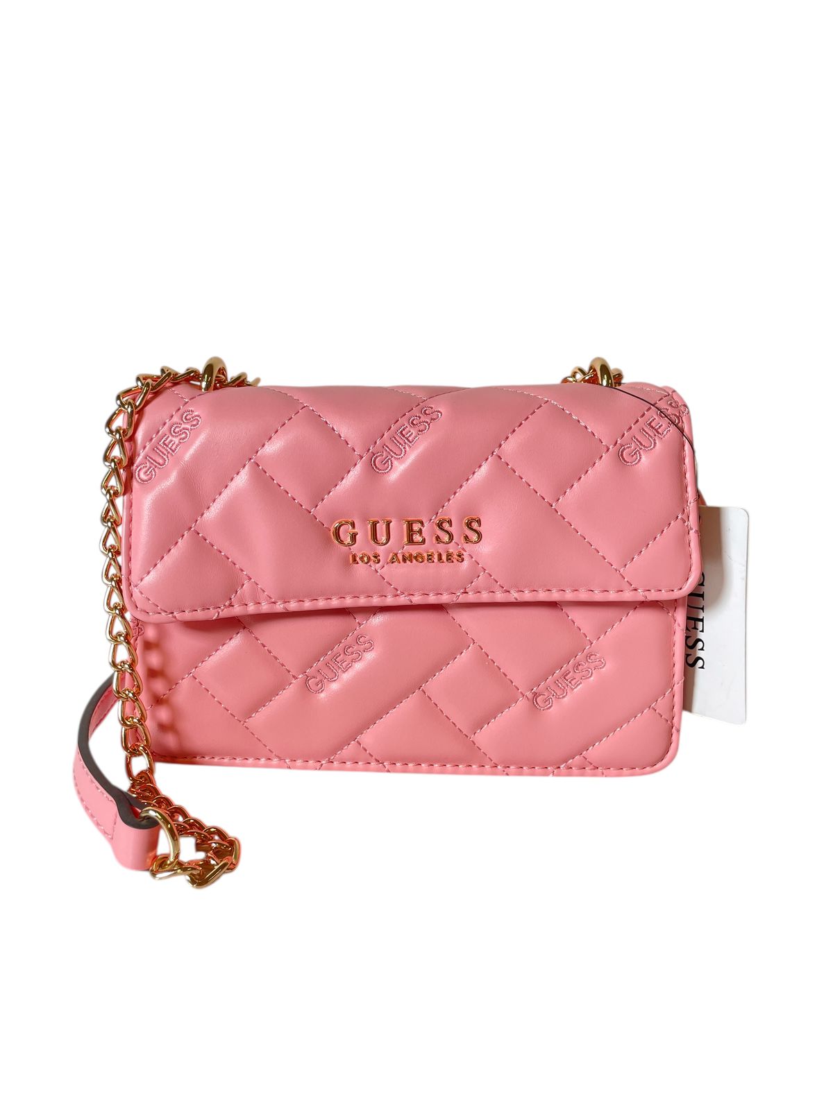 Bolsa Clutch GUESS Acolchada Rosa o Negra con Cadena Dorada – Estilo y Glamour Compacto