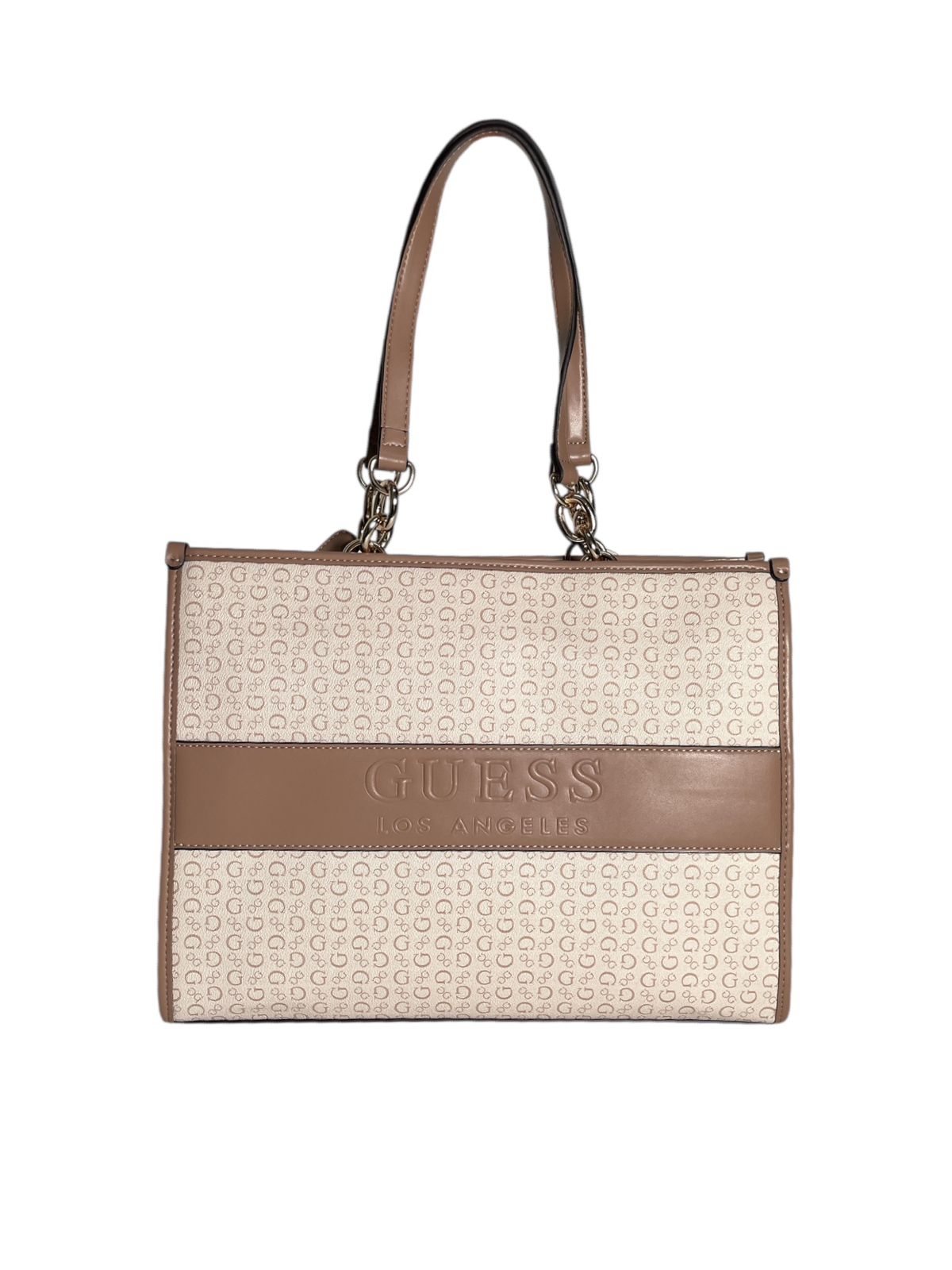 Bolsa Guess Los Ángeles Bicolor Beige y Café