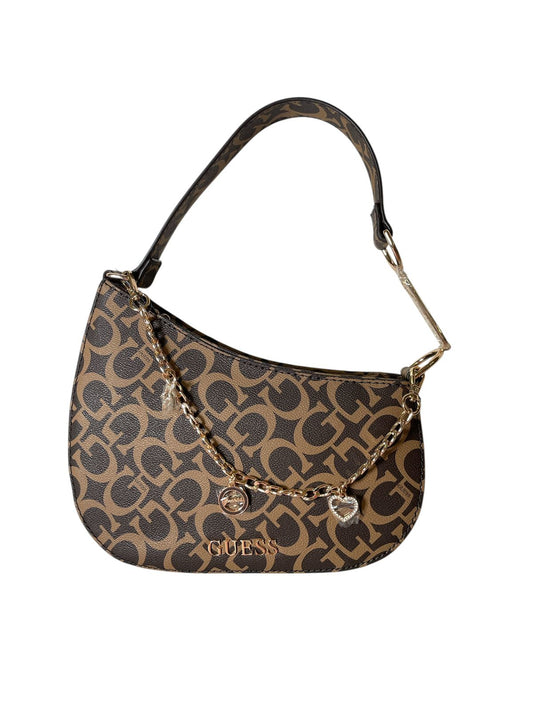 Bolso Guess Monogram Café con Cadena y Charms