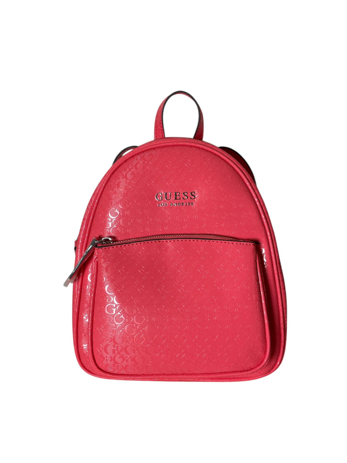Mochila Mini Guess Monograma Coral – Elegancia práctica con un toque vibrante